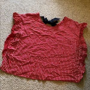 Bow Back Striped Top: Plus Size